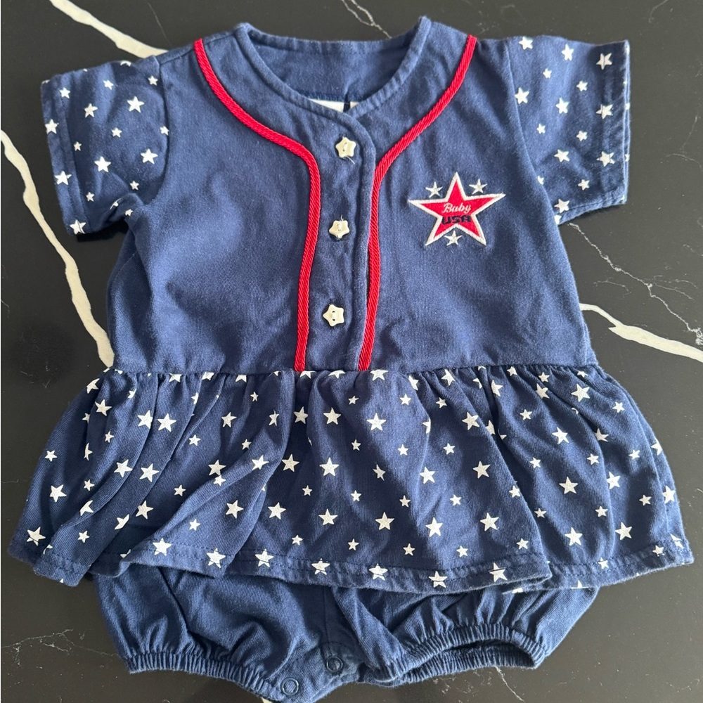 Vintage Blue Starry Baby Romper‎
